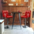 thumbnail image 2 of PRZL Bar Stools Set of 2, PU Leather Adjustable Swivel Barstools, Hydraulic Kitchen Counter Height Bar Chairs with Armrest and Back for Bar, Kitchen, Dining Room, Red, 2 of 19