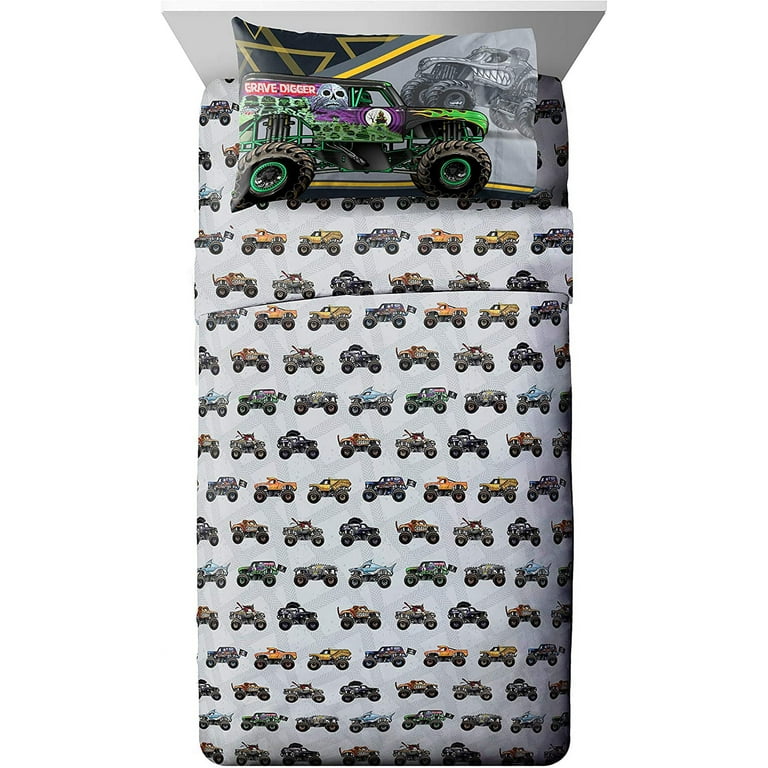 Monster Jam Tracks 5 Piece Full Bed Set - Includes Comforter hot & Sheet Set