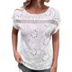 thumbnail image 1 of Usted Es Más Que una Camisa de Puntuación de Prueba Bordada Cuello Redondo Encaje Camisa de Manga Corta, Poliéster Casual Top para las Mujeres, Lavado de Manos, 1 of 7