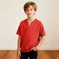 thumbnail image 5 of SGFCWSX Boys T Shirt Waffle Knit Raglan Sleeve Notch Neck Solid Soft Stretchy Comfortable Teens Everyday Casual Tee Shirts Red Size 13, 5 of 8
