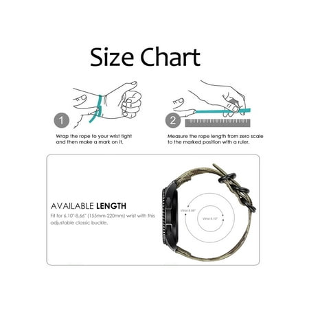 Fintie - For Gear S3 Classic/Gear S3 Frontier 22mm Bands, Fintie Nylon Watch Band Adjustable