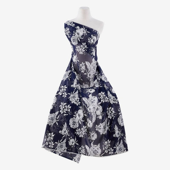 Zelouf Zs1810T-1 Print Hmc With Puff  , Sewing, DIY, Crafts Fabric by the Yard, 414 Navy/white, 3 Yard