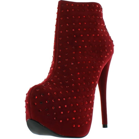 

Luichiny Womens Elisa Beth Booties Pumps Shoes Red 7.5