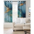 thumbnail image 2 of Turquoise Blue Blackout Curtains 63 Inches Long for Bedroom, Modern Teal Gold Marble Textured Thermal Insulated Room Darkening Black Out Window Curtain Panels Grommet Drapes for Living Room, 2 of 8