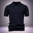 thumbnail image 2 of Mens Polo Shirts Solid Color Short Sleeve Casual Lapel Trendy Comfortable Tops Summer Lightweight T Shirts for Men Navy L, 2 of 7