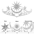 thumbnail image 3 of Estrella Luna Cristal Corona Tiara Plata Tiara Corona Princesa Rhinestone Corona Disfraz de Halloween Tiara brillar Electrónica, 3 of 5