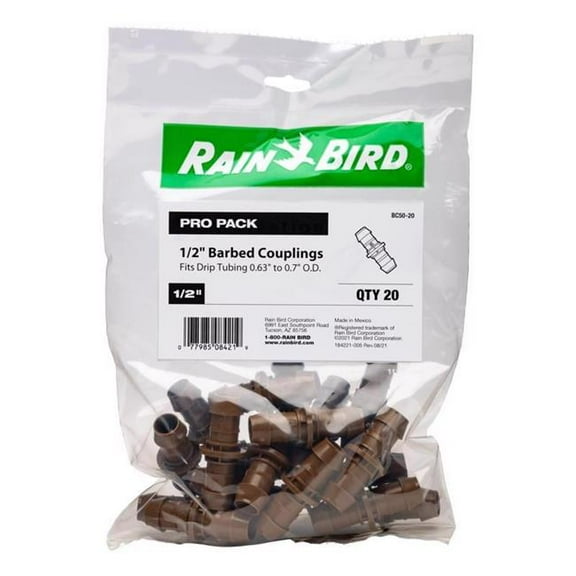 Rain Bird 7043214 0.5 in. Barbed Drip Irrigation Coupler