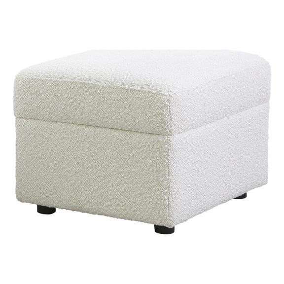 Pemberly Row Modern / Contemporary Polyester Boucle Ottoman in White