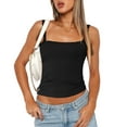 thumbnail image 2 of PEASKJP Womens Tank Tops Sleeveless Ribbed Knit Casual Crop Tank Top, Black L, 2 of 5