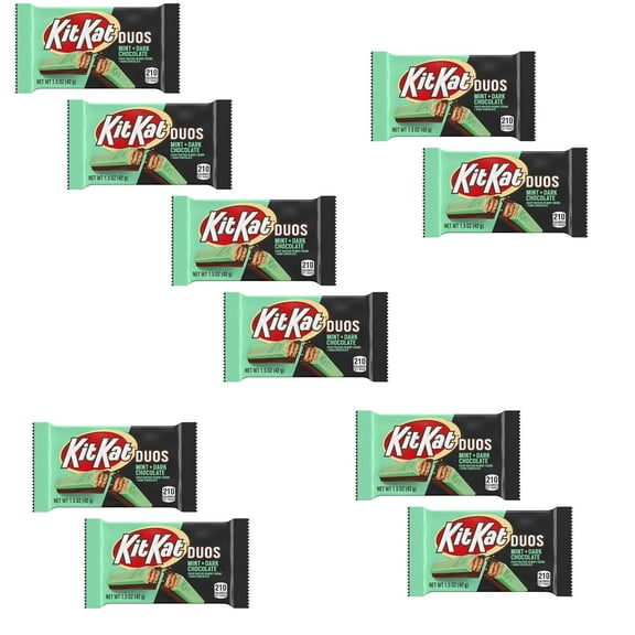 RADYAN Kit Kat Duos Dark Chocolate Mint Wafer Candy Bars, 6 Pack, 1.5 oz