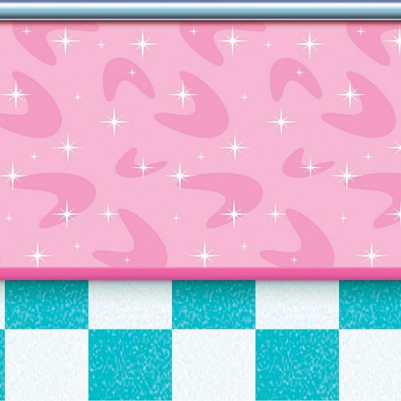 Party Central Pack of 6 Pink and Blue Soda Shop Photo Backdrop Wall Decor 30'