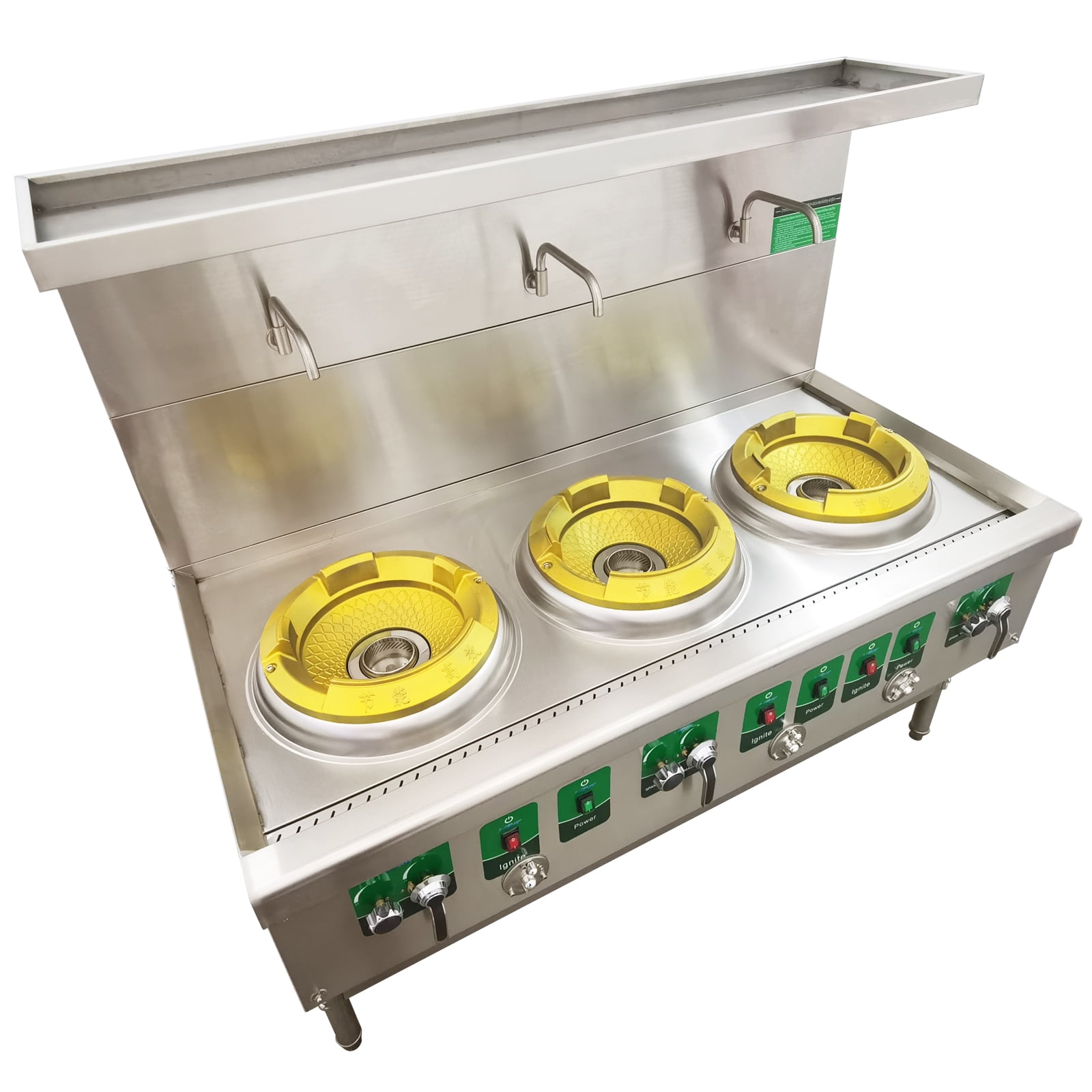 13" LPG and Natural Gas Chamber Triple Burner Open Style Commercial Gas Wok Three-head Gas Stove