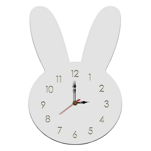 Reloj de pared de conejito, decoración de habitaciones, colección de animales, relojes decorativos para paredes blanco