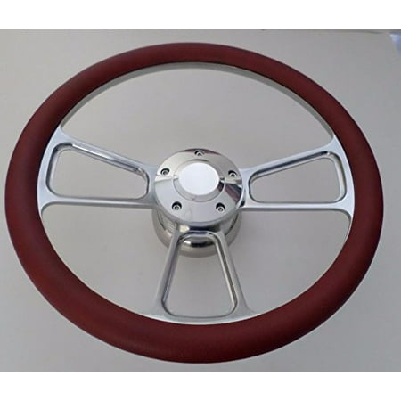 - BURGUNDY Half Wrap 14 BILLET Steering wheel kit with Hub adaptor & Horn Button