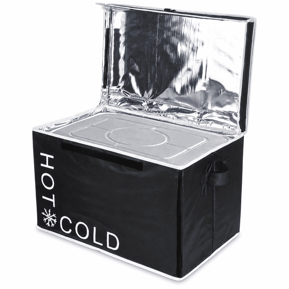 KeepCool Insulated Collapsible Box Hot & Cold, Reusable Thermal Cooler Storage Box, Black