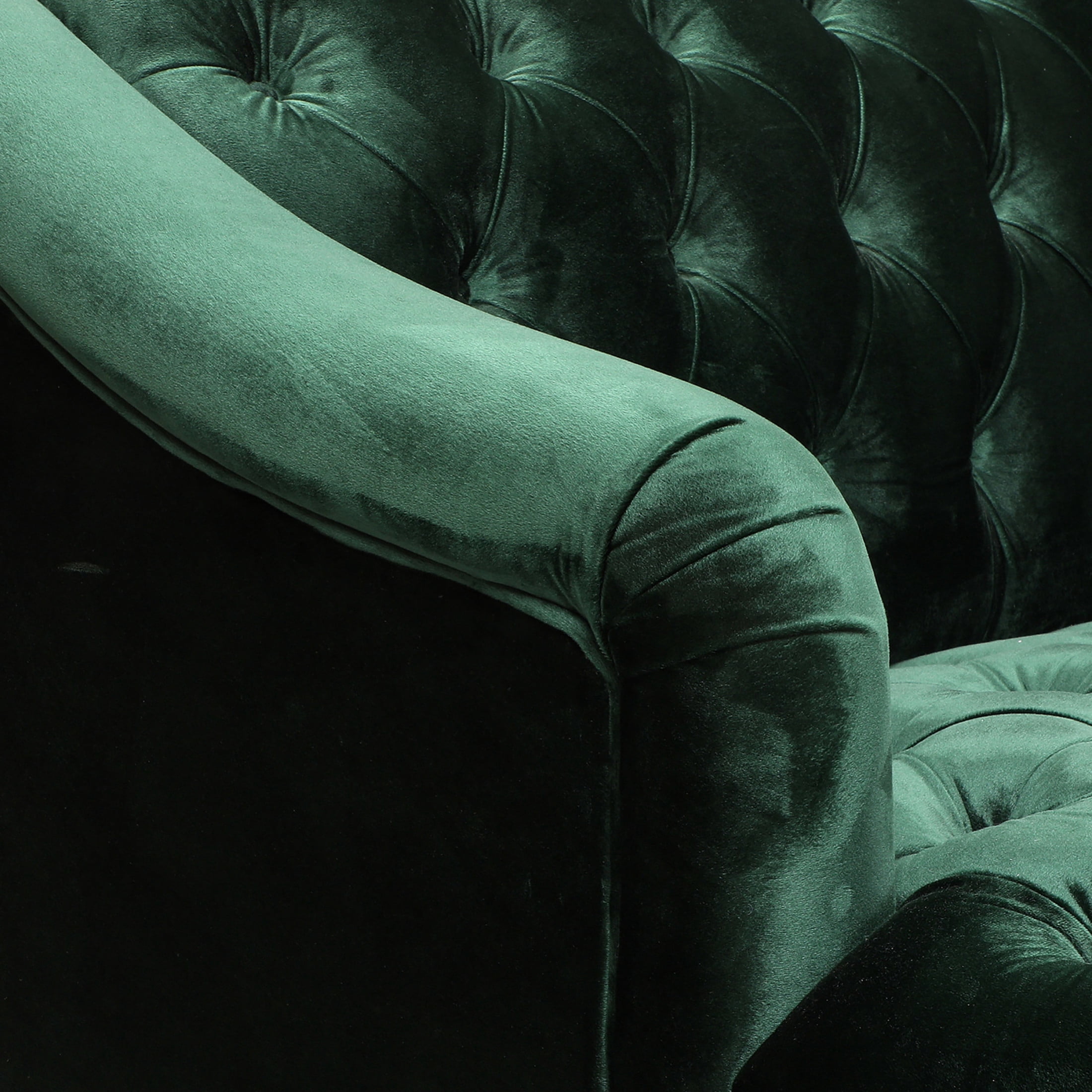 Christopher Knight Home 3-Seat Velvet Tufted Sofa, Contemporary Couch with Wooden Legs, Emerald