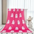 thumbnail image 6 of Uutvmp Halloween Pink Ghost Blanket, Flannel Cover Blanket, ExtendedSuper Soft Halloween Ghost Blanket for Bedroom Bed Living Room Sofa Couch, 6 of 9