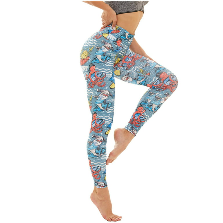 Seamless Leggings for Women Tie-Dye Stretch Strethcy Fitness Yoga Pant Blue  XL 