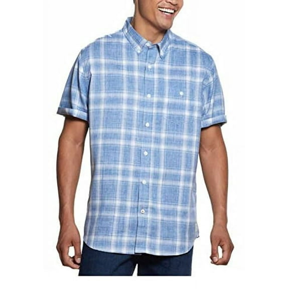 Weatherproof Vintage Men’s Short Sleeve Woven Shirt – Medium Blue, XX-Large