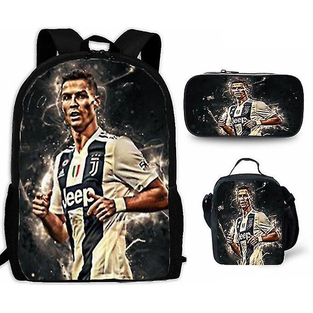 3 Pcs/set 16 Inch Ronaldo Cr7 Children School Bags For Boys Girls Kids Cartoon Schoolbag +lunch Bag+pen Bag
