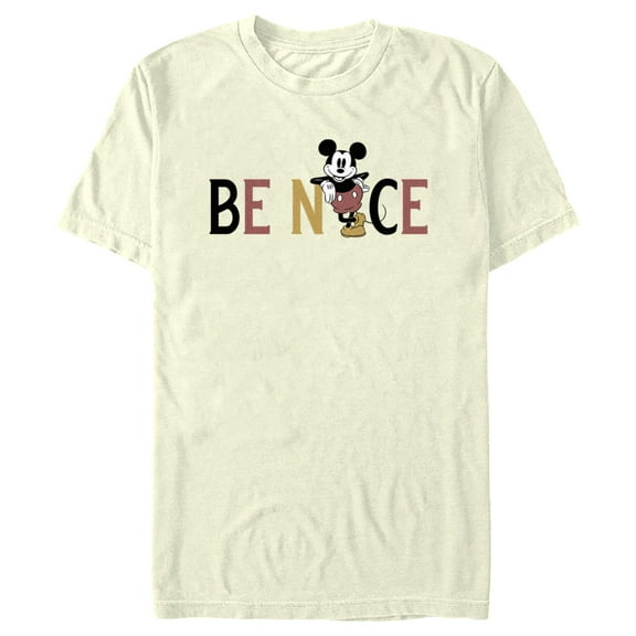 Men's Mickey & Friends Retro Be Nice Graphic Tee Beige Small