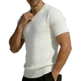 thumbnail image 4 of hlysgo Men's V Neck Shirts Short Sleeve Sweater Shirt Casual Ribbed Pullover Breathable T Shirt White,XL, 4 of 5