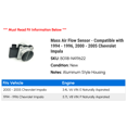 thumbnail image 2 of Mass Air Flow Sensor - Compatible with 1994 - 1996, 2000 - 2005 Chevy Impala 1995 2001 2002 2003 2004, 2 of 2