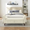 thumbnail image 4 of Beige Velvet Bench With Solid Wood Frame And Pillow For Nursery, Bedroom - Rectangular Legs Crystal Buckle Hallway, 4 of 6