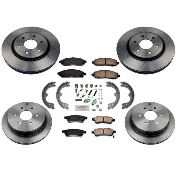 Front Rear Rotors Brake Pads Parking Shoe 8pc for Nissan Pathfinder 4.0L 05-12