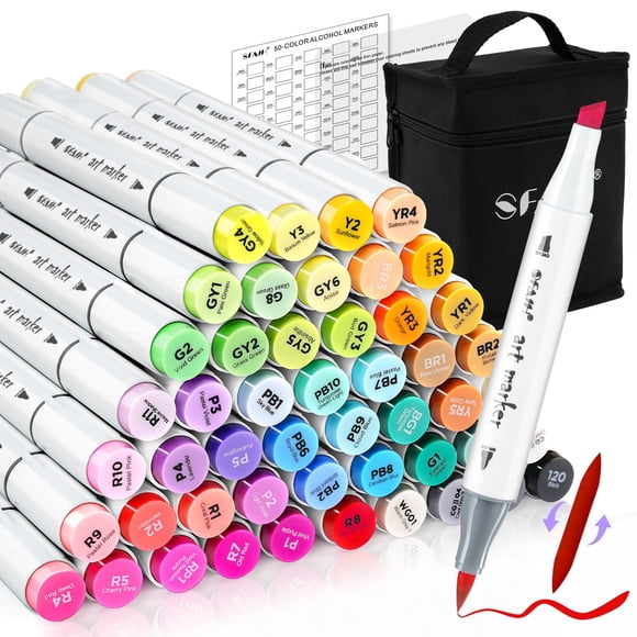 Rotuladores artísticos Alcohol Markers SFAIH de 49 colores con doble punta