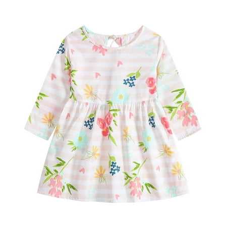 

Toddler Girl Clothing Long Sleeve One-Piece Floral Print Dress Autumn Fashion Long Sleeved Polka Dot Print Princess Mesh Dress Fashion Polka Dot Print Dress Bow Princess Mesh Dress