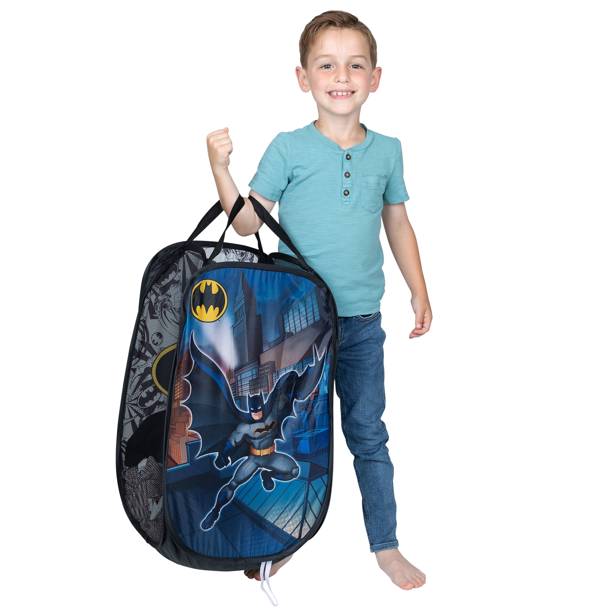 Batman Kids Collapsible Laundry Hamper, Blue and Black, Warner Bros