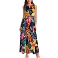 thumbnail image 3 of Orchidée et Lys Robe Florale Été Fleurs Imprimé Mode Rue Boho Plage Longues Robes Design Féminin Club de Nuit Robe Maxi, 3 of 5