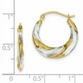 thumbnail image 2 of Beautiful 10K & Rhodium Twist Hollow Hoop Earrings, 2 of 2