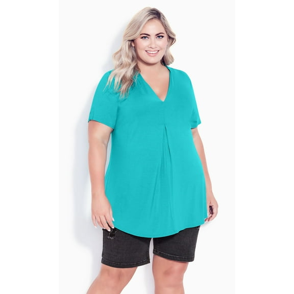 Avenue Women's Plus Size Kaylie Hi Lo Top Short Sleeve V-Neckline