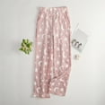 thumbnail image 4 of Women's Plush Pajama Pants with 2 Pockets, Soft Elastic Waist Star Pants, Pink, L, 4 of 4