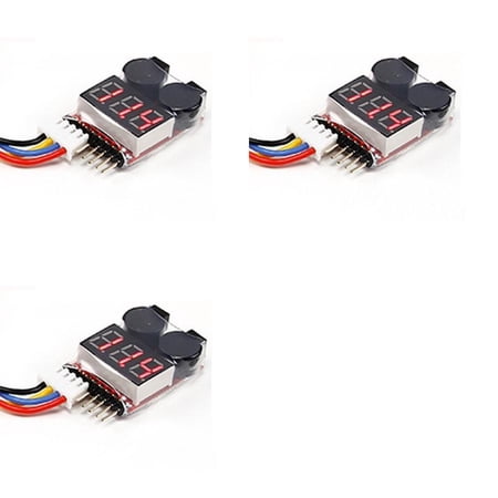 HobbyFlip Li-Po Low Voltage Cell Checker (2S~8S) Alarm Twin Alarms Compatible with RC Drone 3 Pack