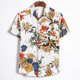 thumbnail image 2 of Mens Ethnic Short Sleeve Casual Cotton Linen Printing Hawaiian Shirt Blouse L, 2 of 5