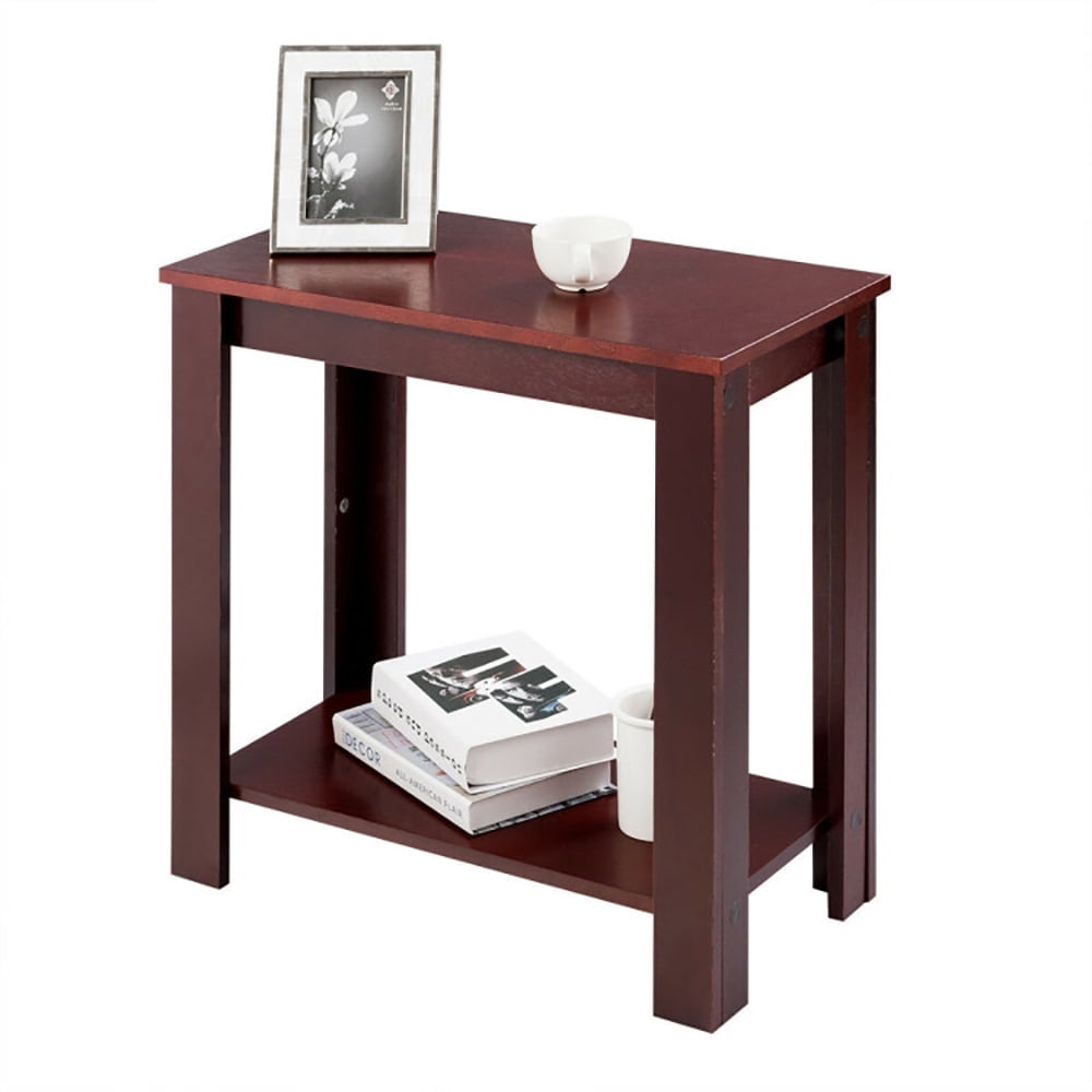 Demi Bonn 2-Tier Modern End Table with Storage Shelf, Compact Sofa Side Table, Bed Side Table, for Living Room, Bedroom, Espresso