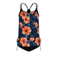 thumbnail image 4 of Tankini Sets for Women Built-in Bra with Shorts Tropical Floral Print Tummy Control Two Piece Swimsuits Drawstring Side Modest Bathing Suits, 4 of 6