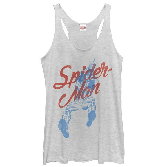 Women's Marvel Spider-Man Cursive  Racerback Tank Top White Heather X Large