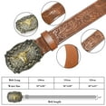 thumbnail image 3 of SENDEFN Western Cowboy Belt for Men Women Longhorn Bull Buckle Belts Floral Engraved Embossed Pattern 1.5" Wide for Jeans, 3 of 7