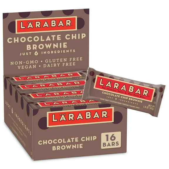 Larabar Gluten Free Fruit & Nut Bar Chocolate Chip Brownie - 16 Bars Pack of 3