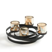Danya B Circles Metal Centerpiece with Iridescent Glass Cups
