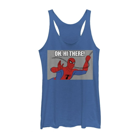 Women's Marvel Spider-Man Hi There  Racerback Tank Top Royal Blue Heather X Small