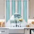 thumbnail image 2 of Swag Curtain Valances Turquoise Vertical Stripes Swag Valances for Kitchen Windows Ombre Striped Short Topper Curtains Valance Tier Pair for Kitchen Bedroom Living Room Bathroom 28"x36", 2 of 8