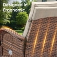 thumbnail image 5 of PARKWELL 3 Pieces Patio Wicker Rocking Recliner Chair Set, Outdoor Manual Reclining Glider with Side Table, Independent Adjustable Back and Footrest, Luxury Rocker Lounge Chair for Porch, Brown/Beige, 5 of 11