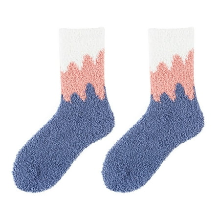 

TAIAOJING Womens Fuzzy Socks Slipper Winter Fluffy Cabin Warm Soft Coral Comfy Wave Print Mid Socks Home Socks Casual Socks