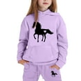thumbnail image 3 of WOYY Tween Girls 2 Piece Horse Print Hoodie Sweatpants Outfits Tracksuits, Sizes 12-13, 3 of 3