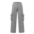 thumbnail image 6 of Hxshgdsn High Waist Sweatpants For Women With Multi Pockets Wide Leg Cargo Pants Running Workpant Dark Gray 2Xl, 6 of 7